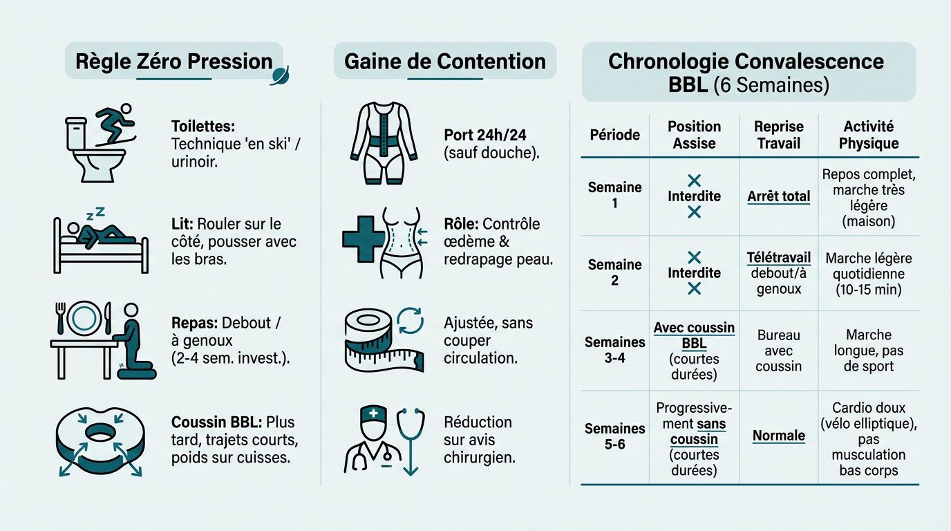 Tableau récapitulatif de la convalescence BBL