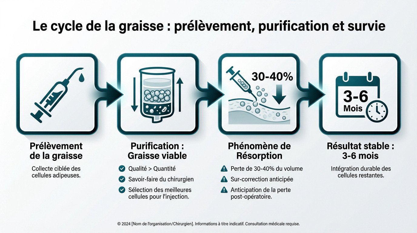 Processus de traitement de la graisse pour un BBL : prélèvement, centrifugation et purification
