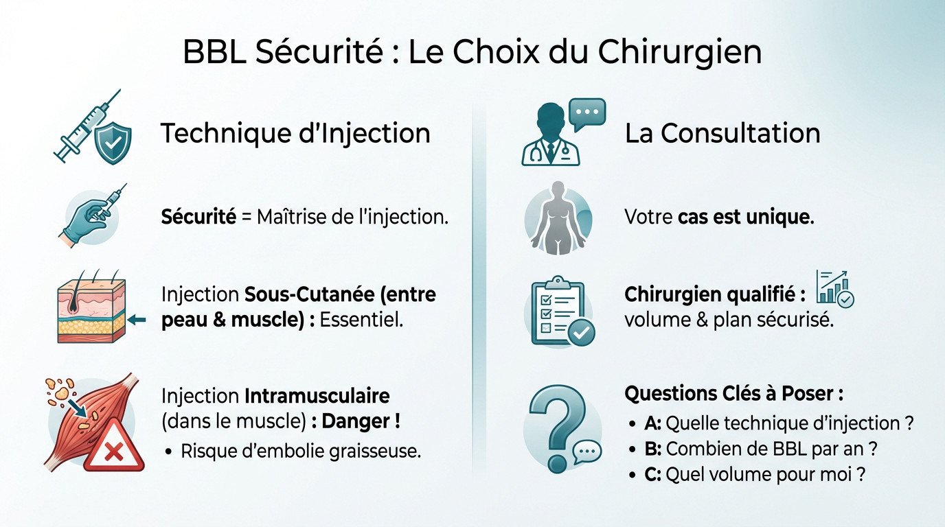 Consultation médicale pour définir la sécurité et le volume d'un BBL