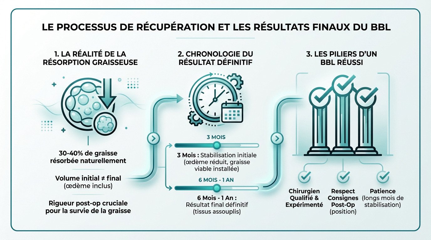 Comparaison de la silhouette avant et après la période de convalescence d'un BBL