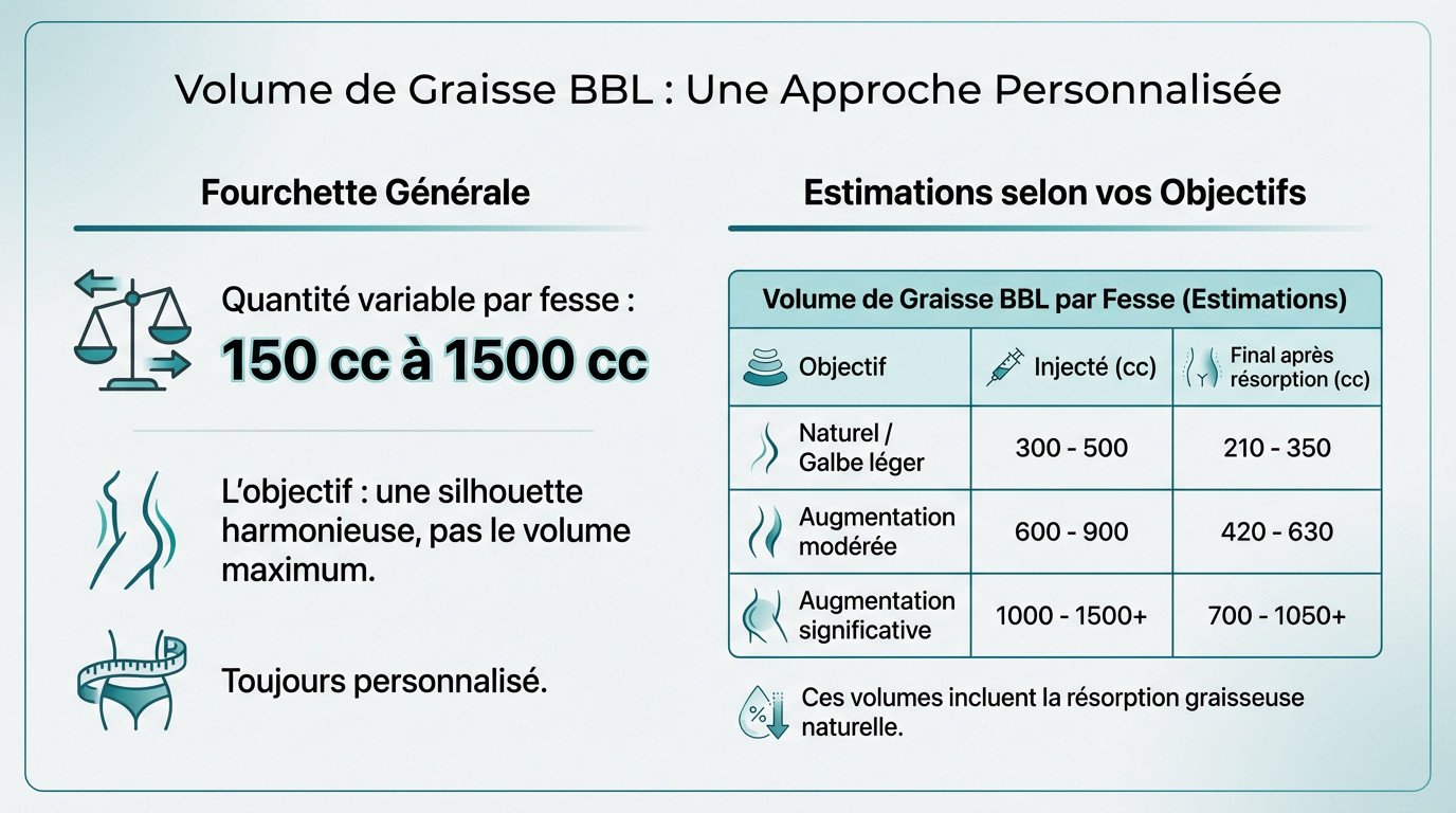 Evaluation volume de graisse nécessaire pour un BBL personnalisé