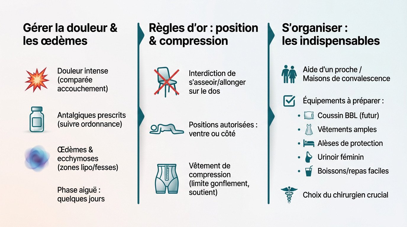 Convalescence après un BBL respectant les positions de repos