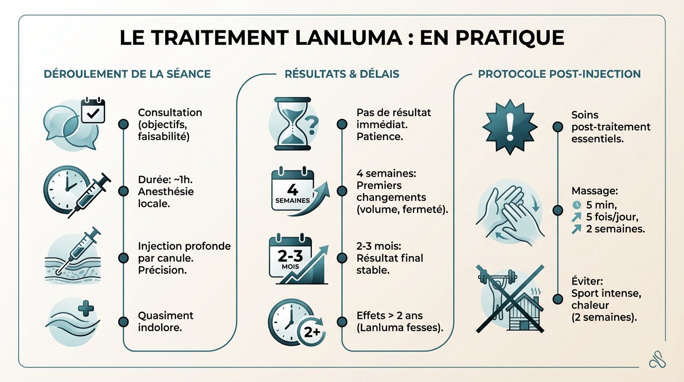 Séance d'injection Lanluma pour le remodelage des fesses en cabinet médical
