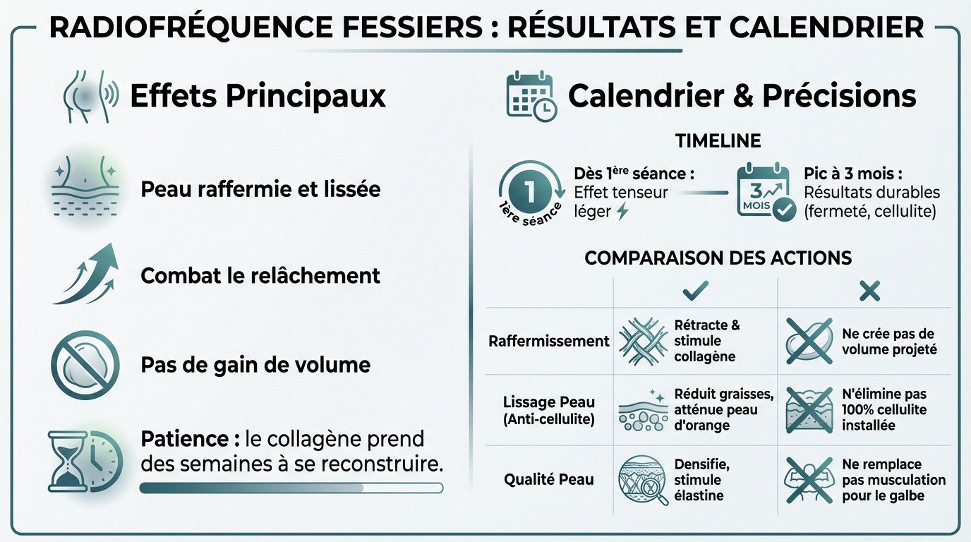 Calendrier des résultats de la radiofréquence sur les fesses et évolution du collagène