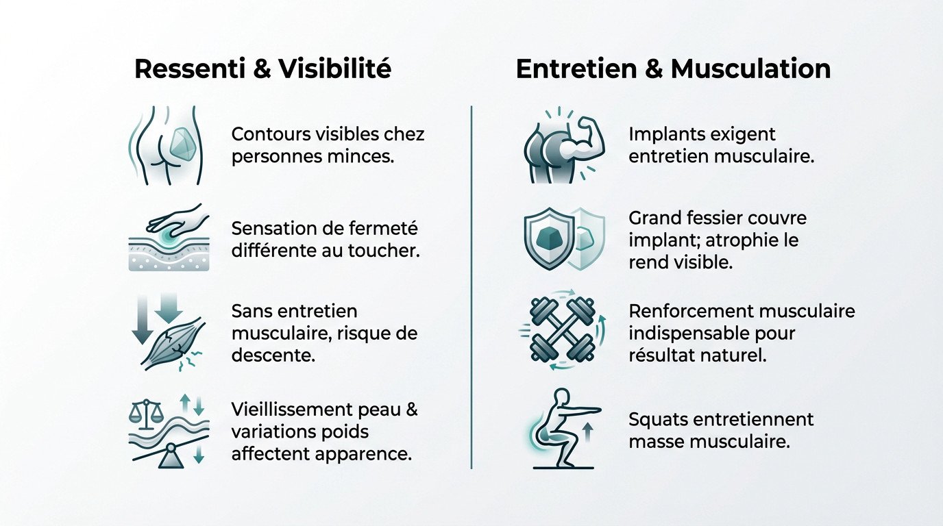 Résultat et entretien des implants fessiers