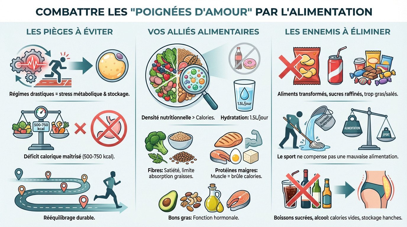 Alimentation équilibrée et saine pour éliminer les poignées d'amour