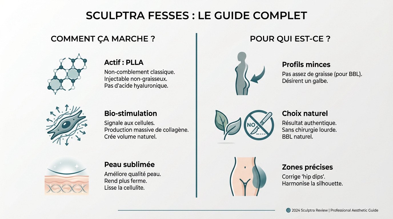 Injection Sculptra fesses avant après pour augmenter le volume fessier sans chirurgie et combler les hip dips