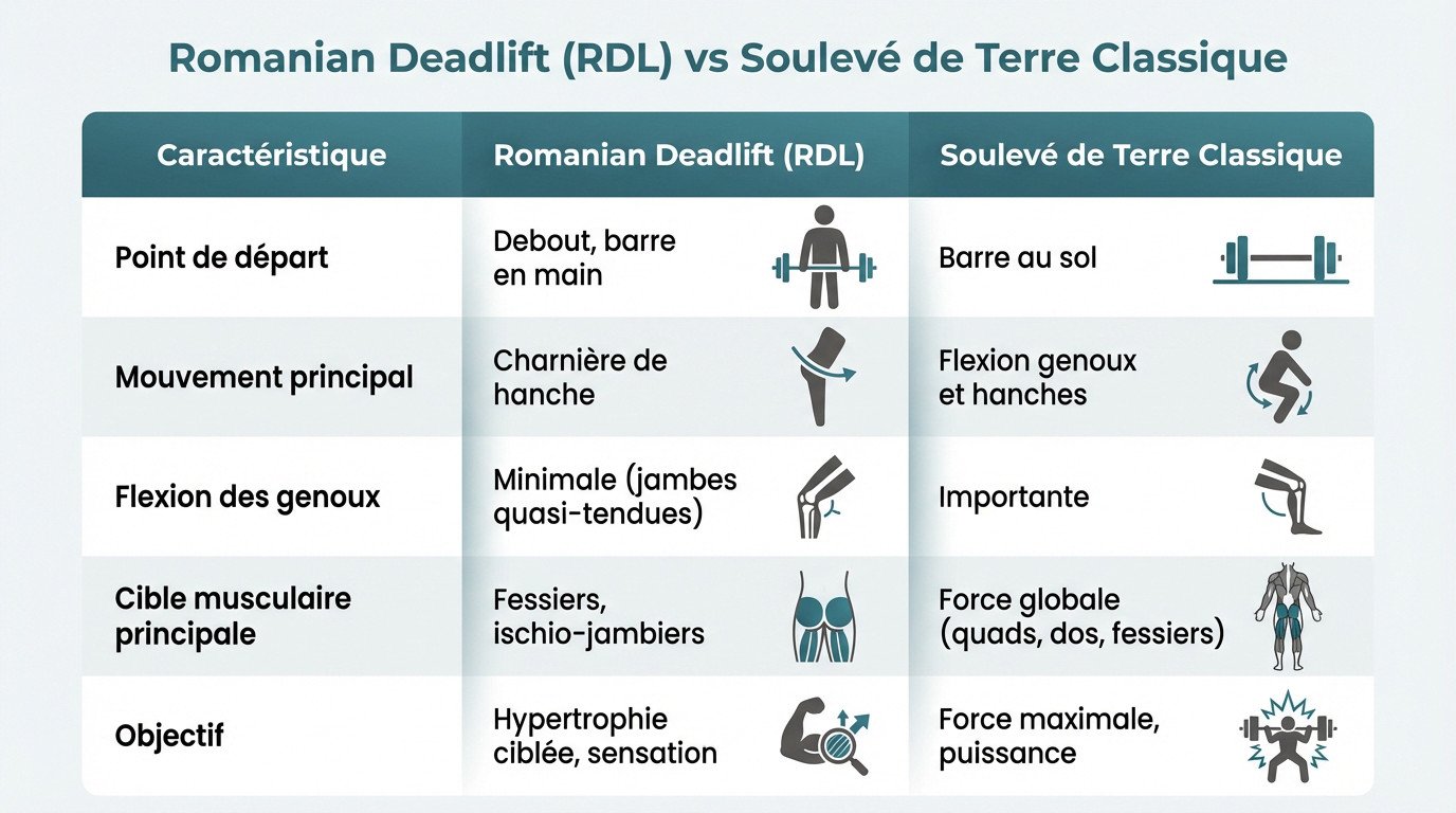 Comparaison technique entre le Romanian Deadlift et le Soulevé de Terre Classique