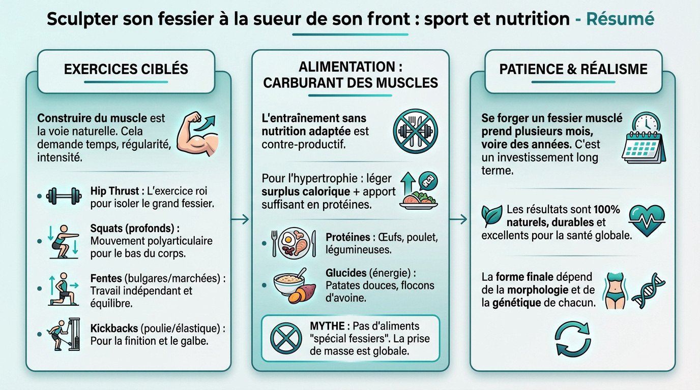 Exercices de musculation et nutrition pour un fessier galbé naturellement