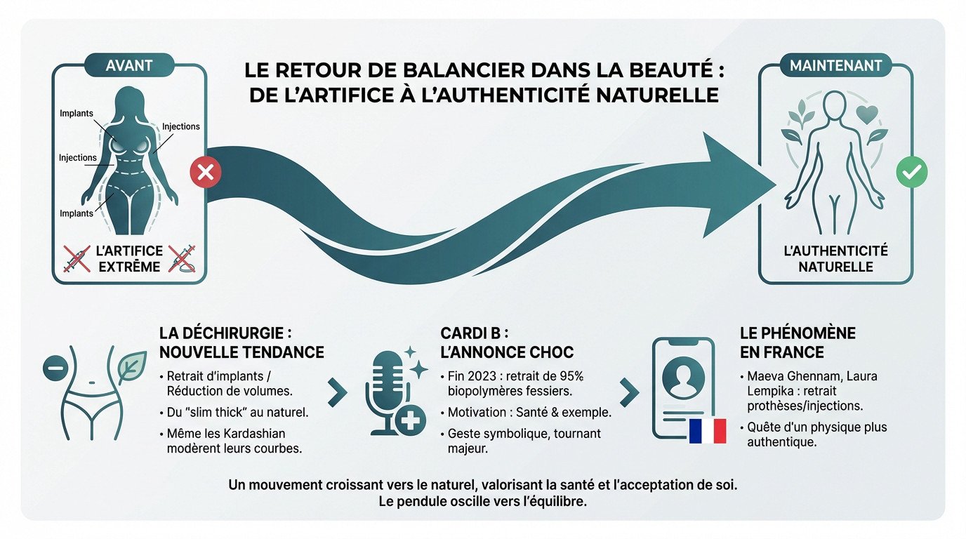Illustration du retour au naturel après la tendance des implants fessiers