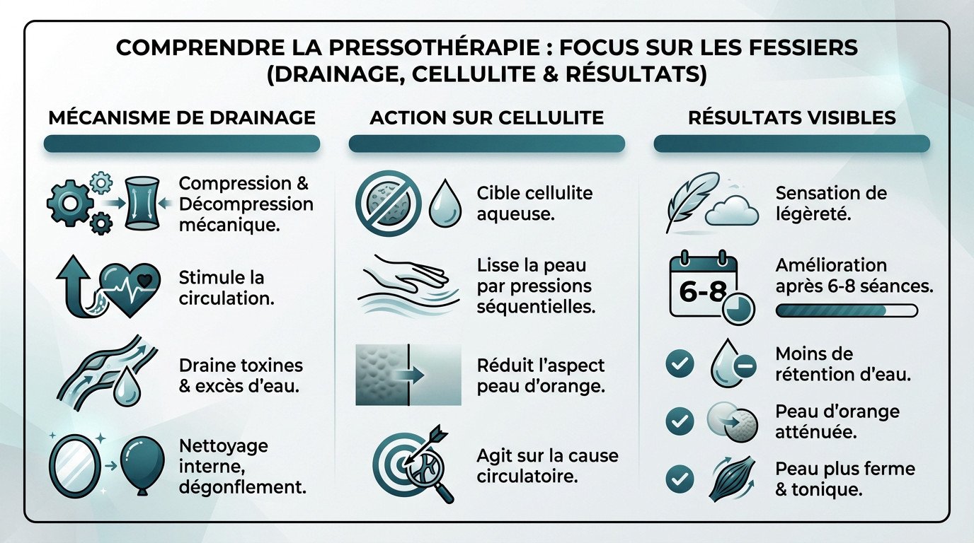 Résultats pressothérapie fessiers sur la cellulite et le drainage lymphatique