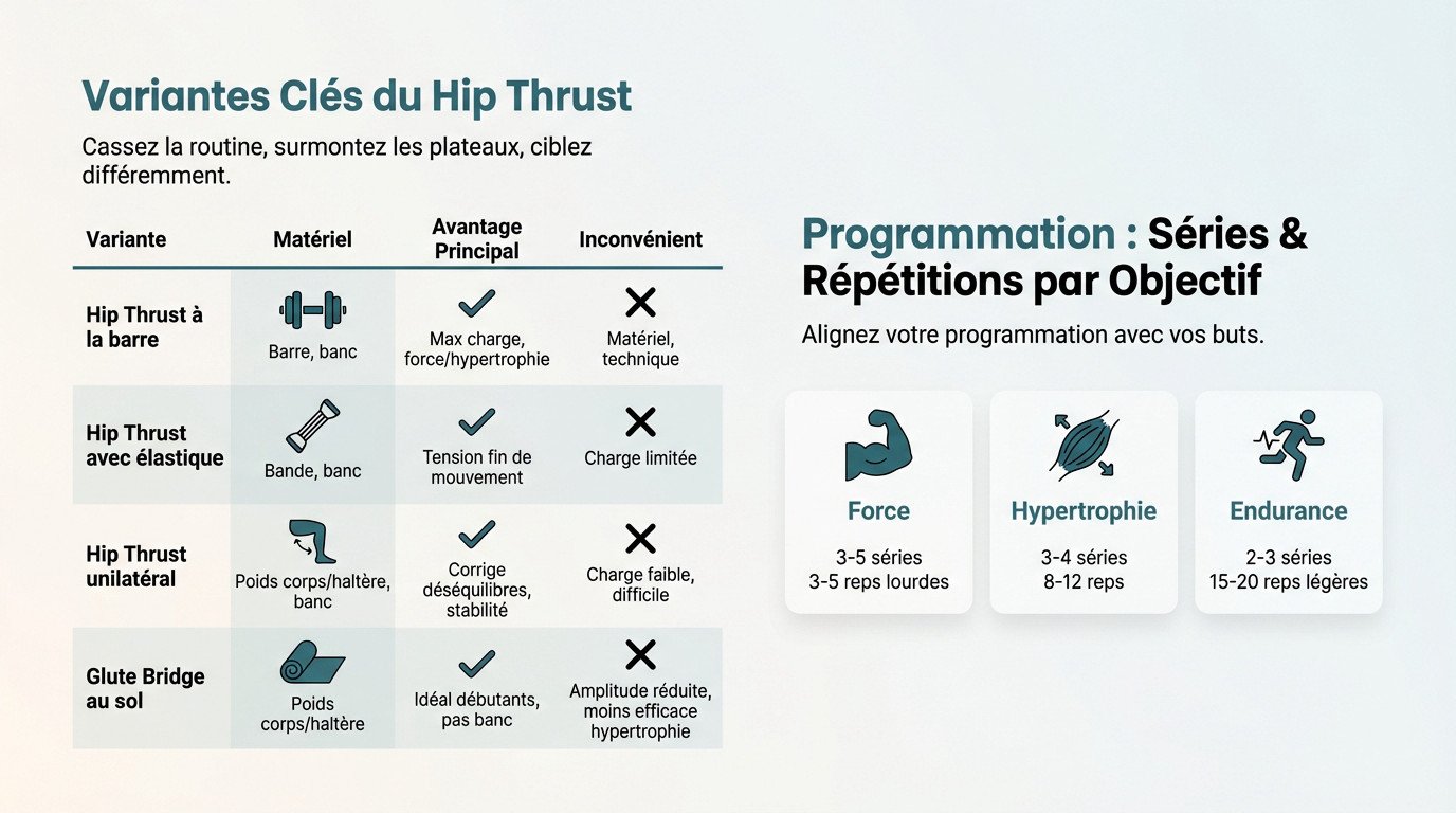 Athlète exécutant un hip thrust à la barre pour le renforcement des fessiers