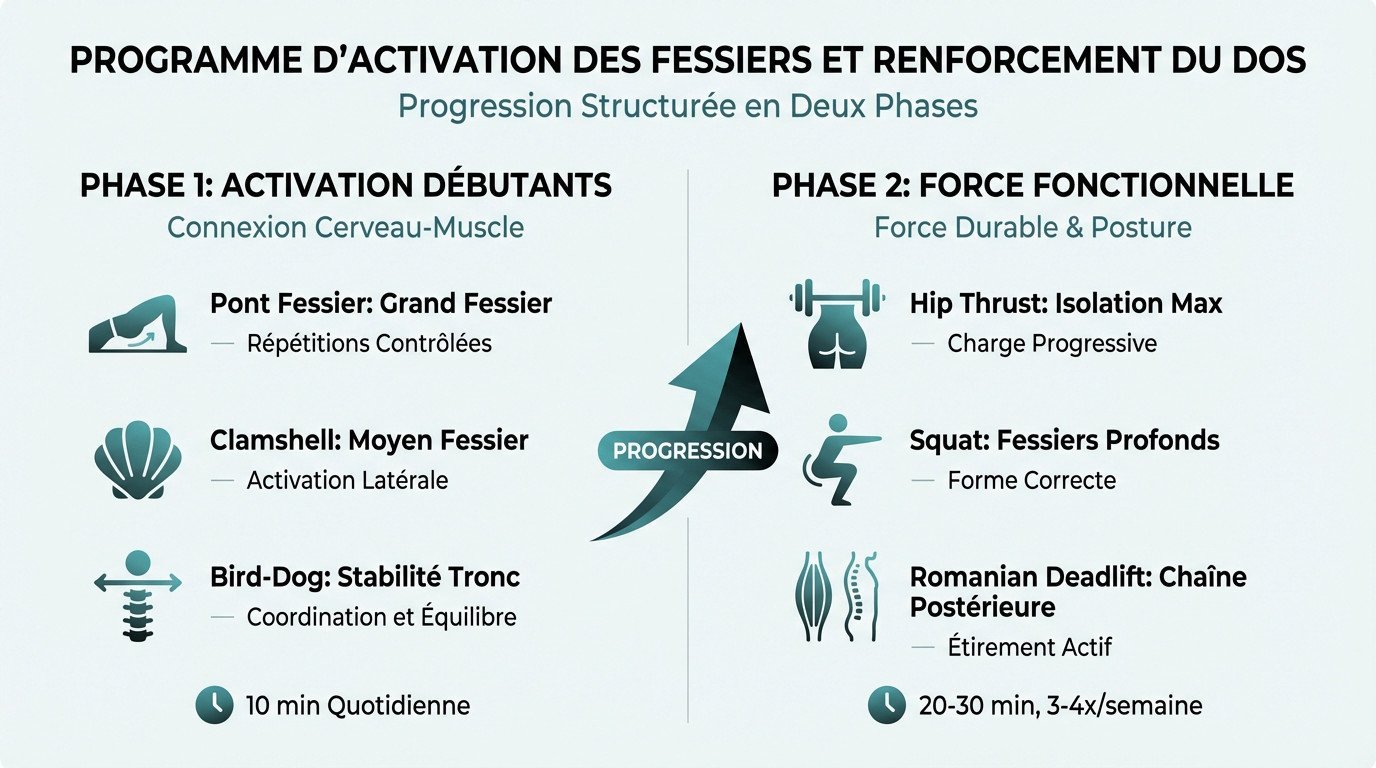 Programme de progression fessiers et dos en 2 phases