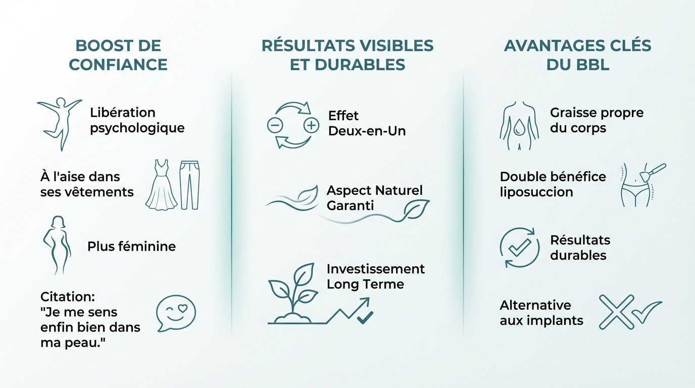 Femme confiante appréciant sa nouvelle silhouette après un BBL réussi
