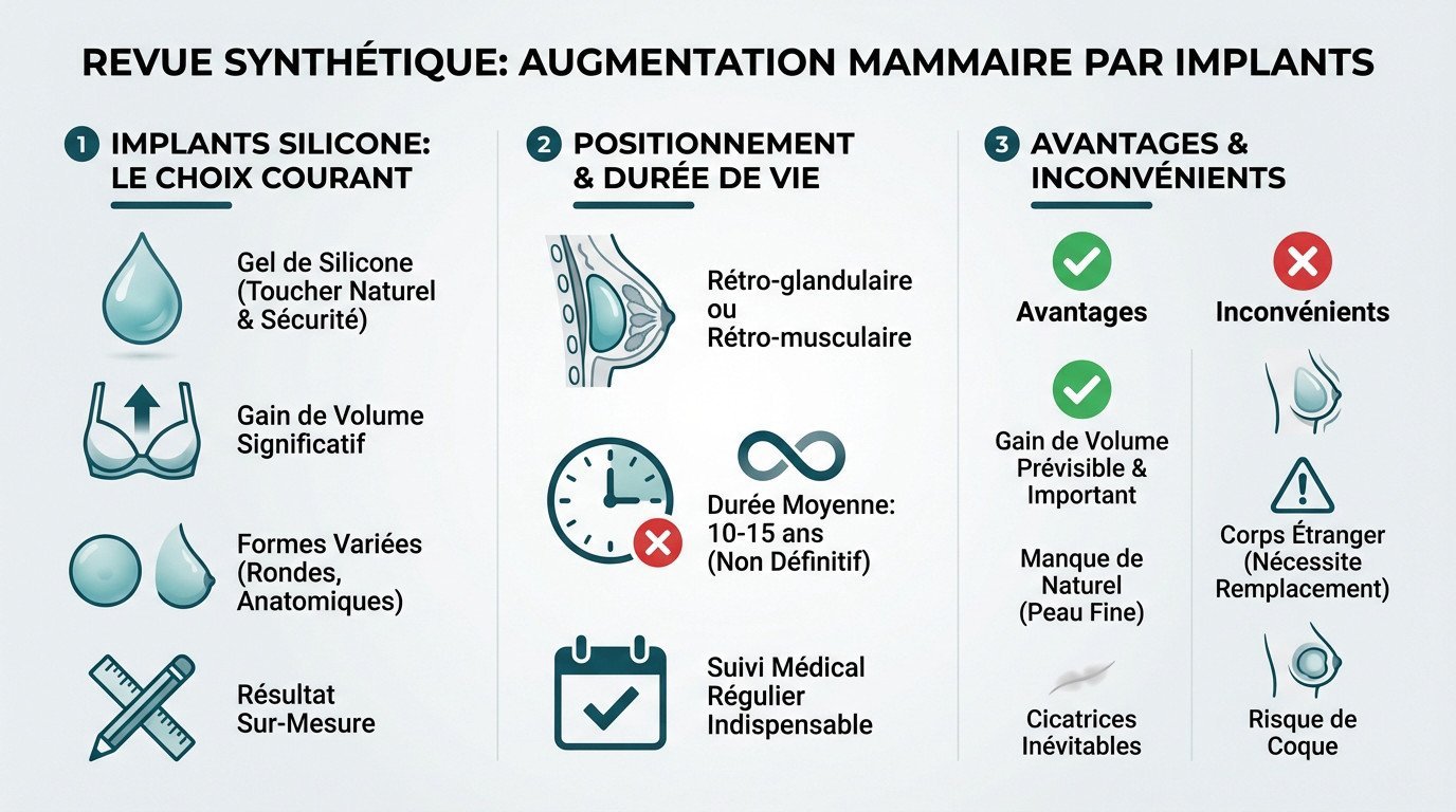 Comparatif des types d'implants mammaires et techniques de positionnement chirurgical