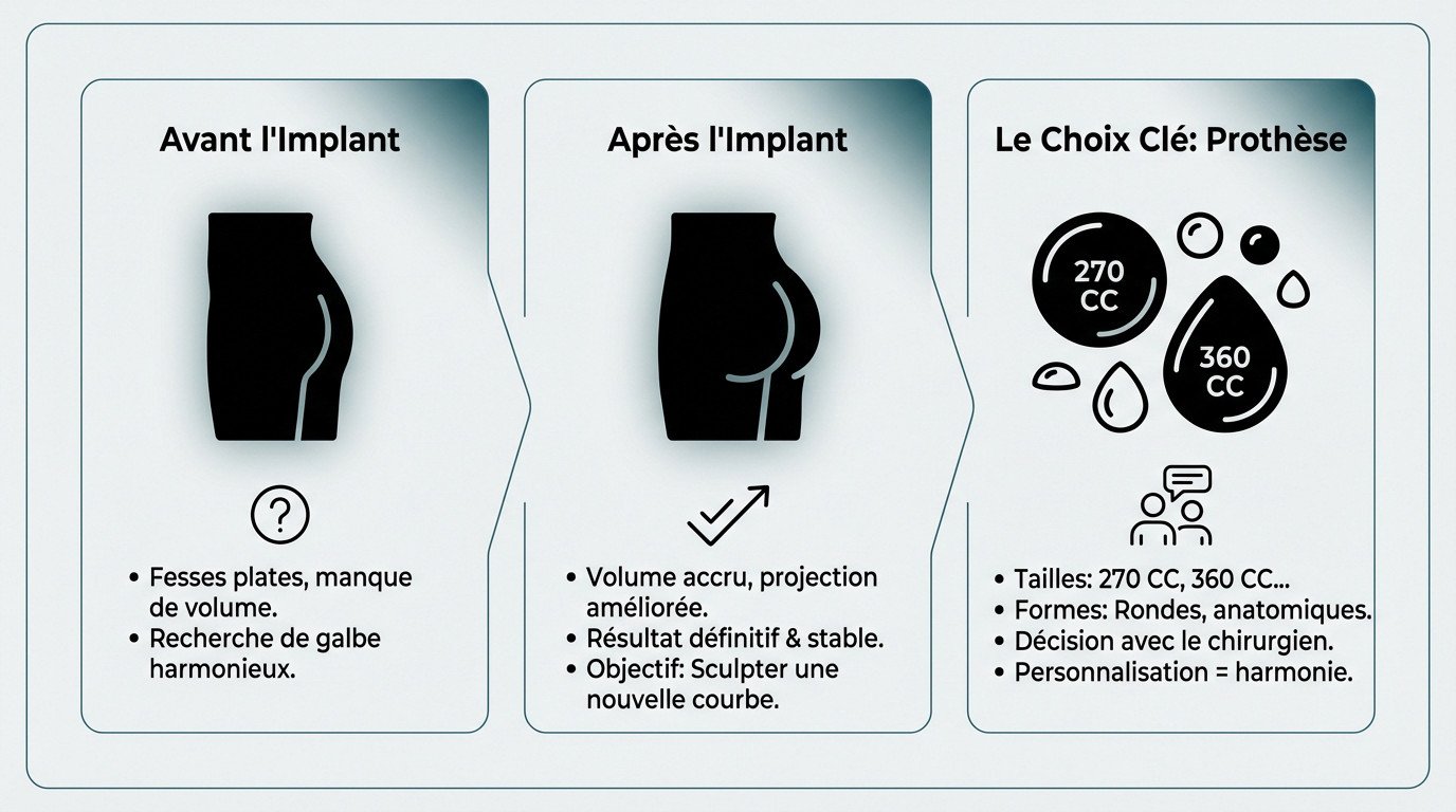 Comparaison avant après augmentation fessière par implants et choix des prothèses