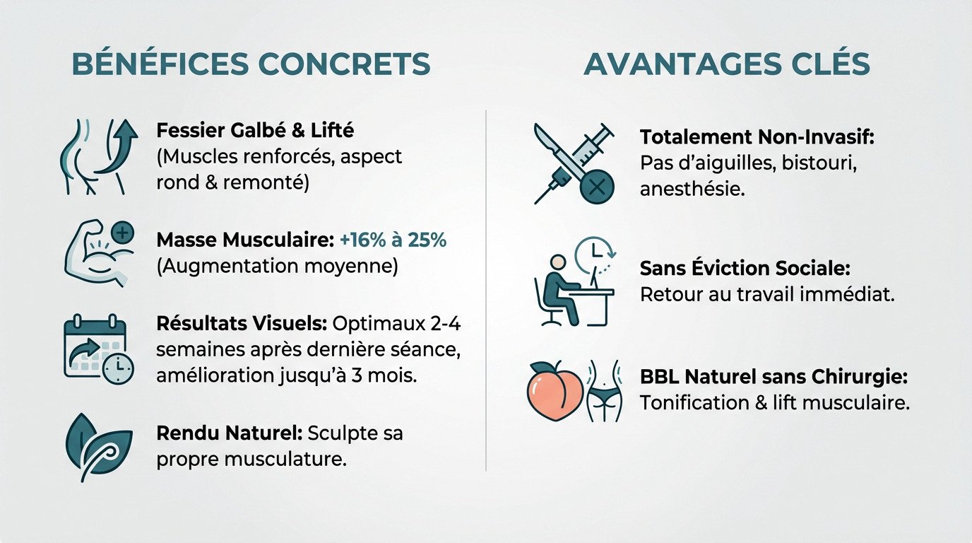 Comparaison avant après tonification fessiers Emsculpt